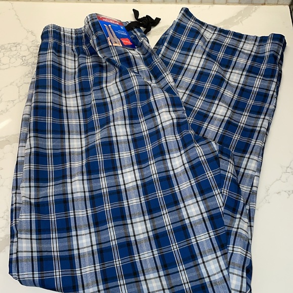 Hanes Mens Sleepwear Pants Stretch Tagless  Woven NWT Lounge Blue White XL - Picture 5 of 7
